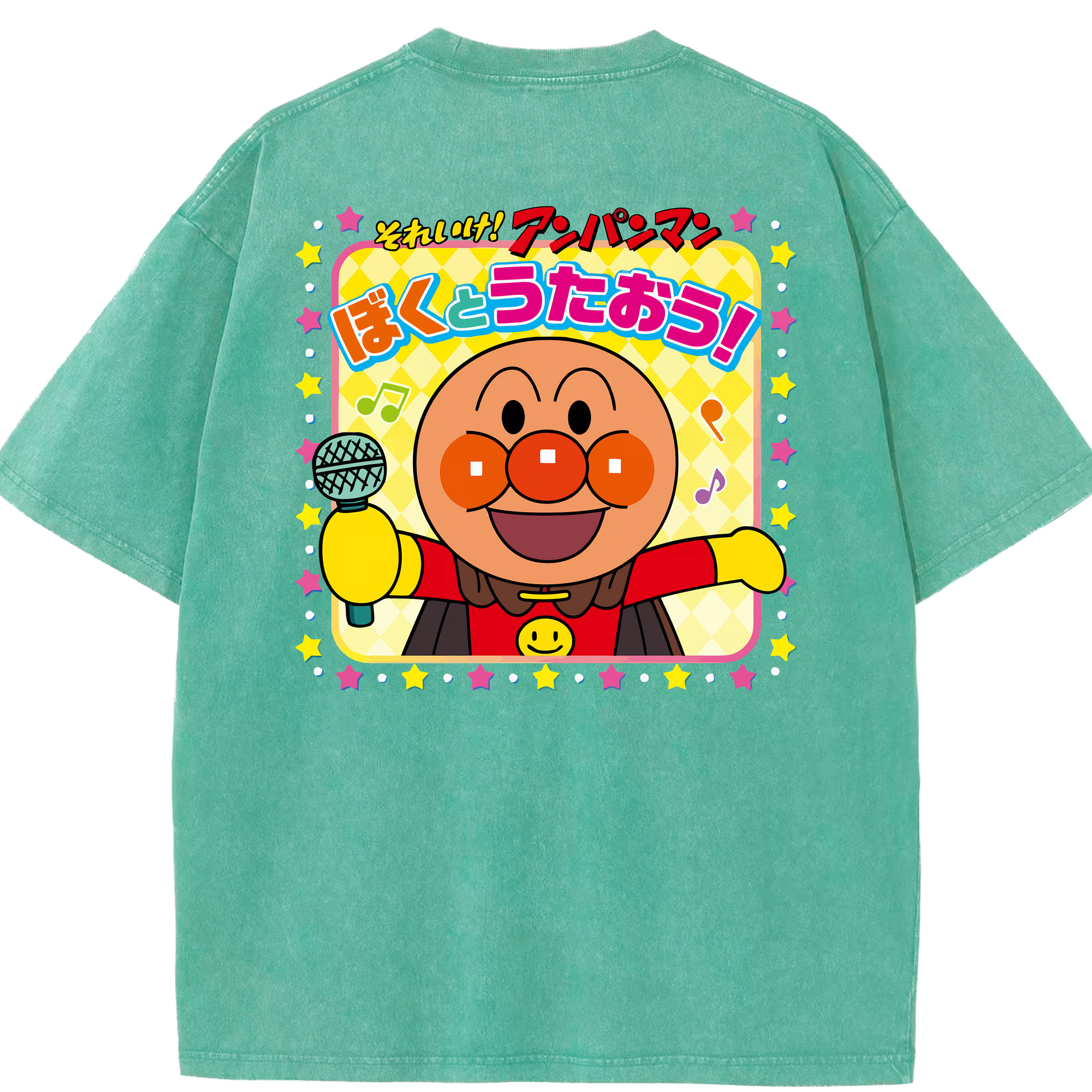 （画像用） アンパンマン Anpanman 綿100% ヴィンテージ風 半袖Tシャツ（背面プリント）